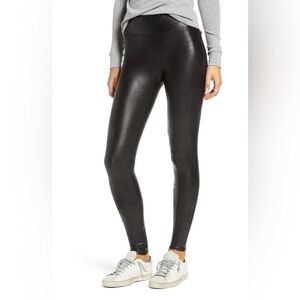 SPANX Black Faux Leather Leggings Size 1X Petite